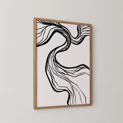 Abstract Black & White Lines, Mid Century Modern, Wall Art