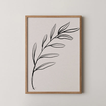 Abstract Branch, Black & White, Mid Century Modern