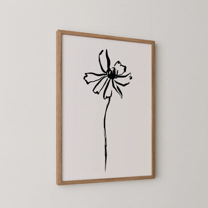Abstract Flower, Black & White, Mid Century Modern
