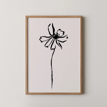 Abstract Flower, Black & White, Mid Century Modern