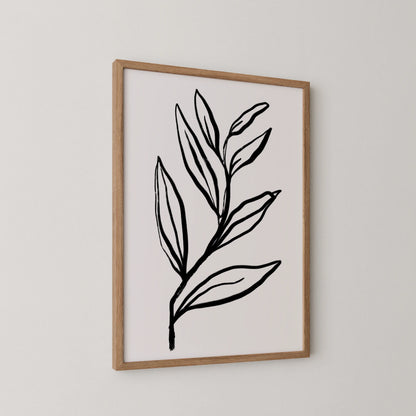 Abstract Leaf, Black & White, Mid Century Modern