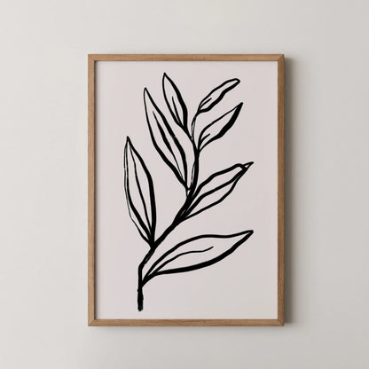 Abstract Leaf, Black & White, Mid Century Modern