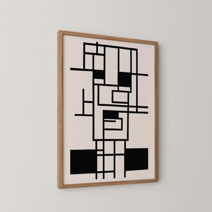 Abstract Lines, Black & White, Mid Century Modern