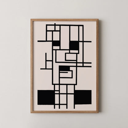 Abstract Lines, Black & White, Mid Century Modern
