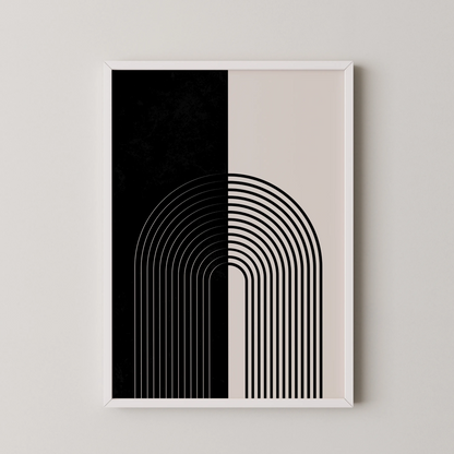 Abstract Lines, Black & White, Mid Century Modern, Wall Painting
