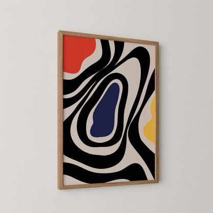 Abstract Strokes I, Black & White, Mid Century Modern