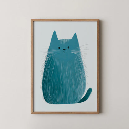 Blue cat - Nursery Prints