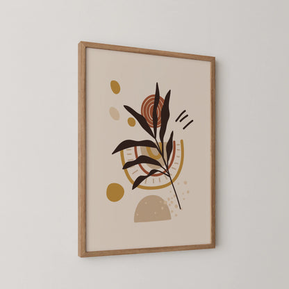 Bohemien Leaves II, Mid Century, Modern Wall Painting