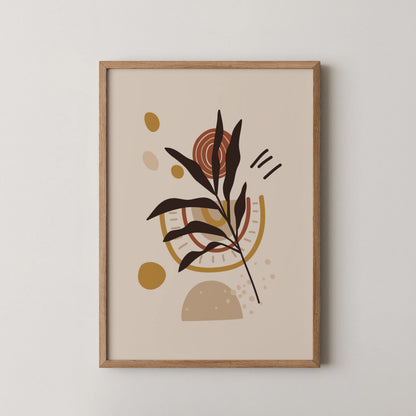 Bohemien Leaves II, Mid Century, Modern Wall Painting