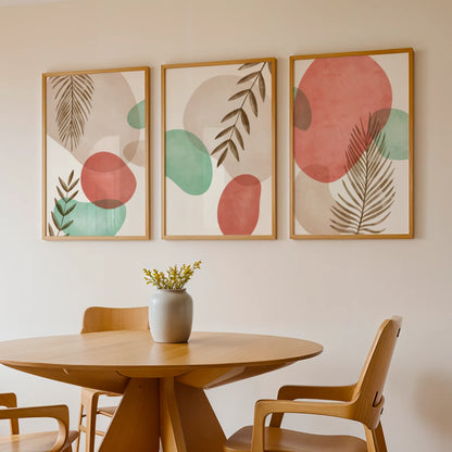 Boho Leaves IV, Set of 3, Modern Wall Art, Mid Century Modern