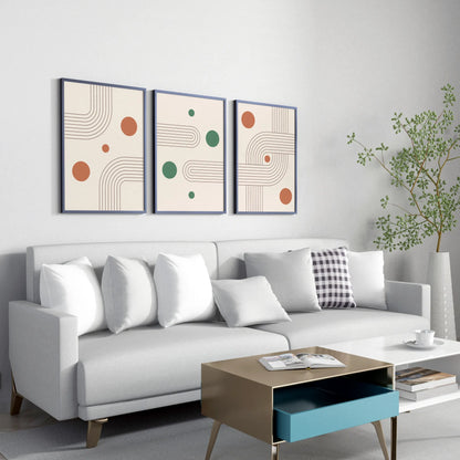 Boho Lines III, Set of 3, Modern Wall Art, Mid Century Modern