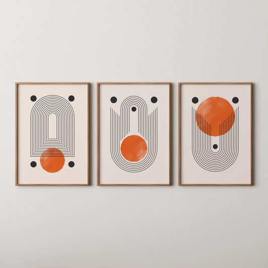 Boho Lines II, Set of 3, Modern Wall Art, Mid Century Modern