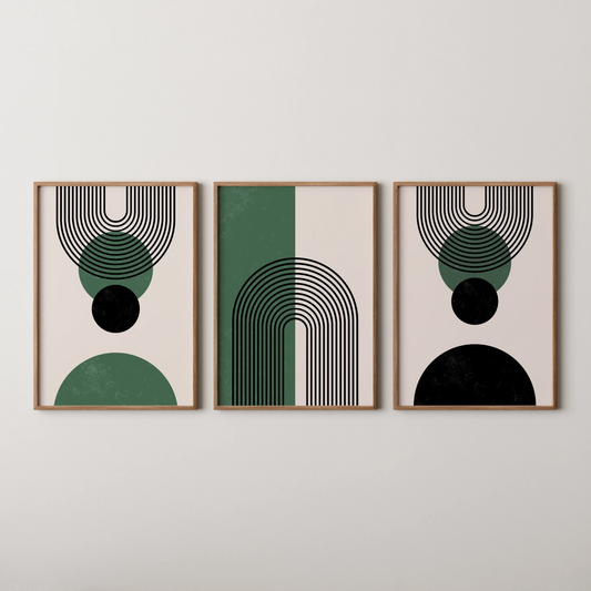 Boho Lines IV, Set of 3, Modern Wall Art, Mid Century Modern
