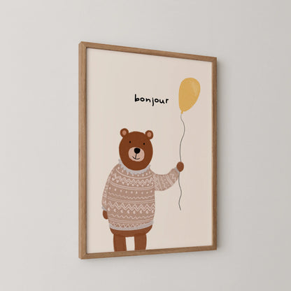 Bonjour bear - Nursery Prints