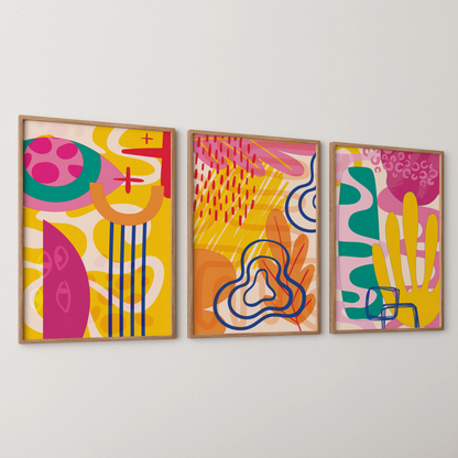 Maximalist Modern Abstarct Shapes II, Set of 3