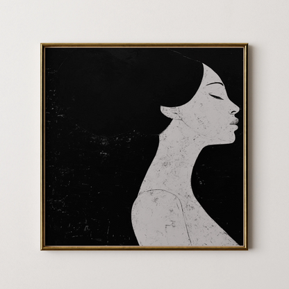 Minimal Boho Feminine I, Black & White Mid Century Modern, Boho Art Painting