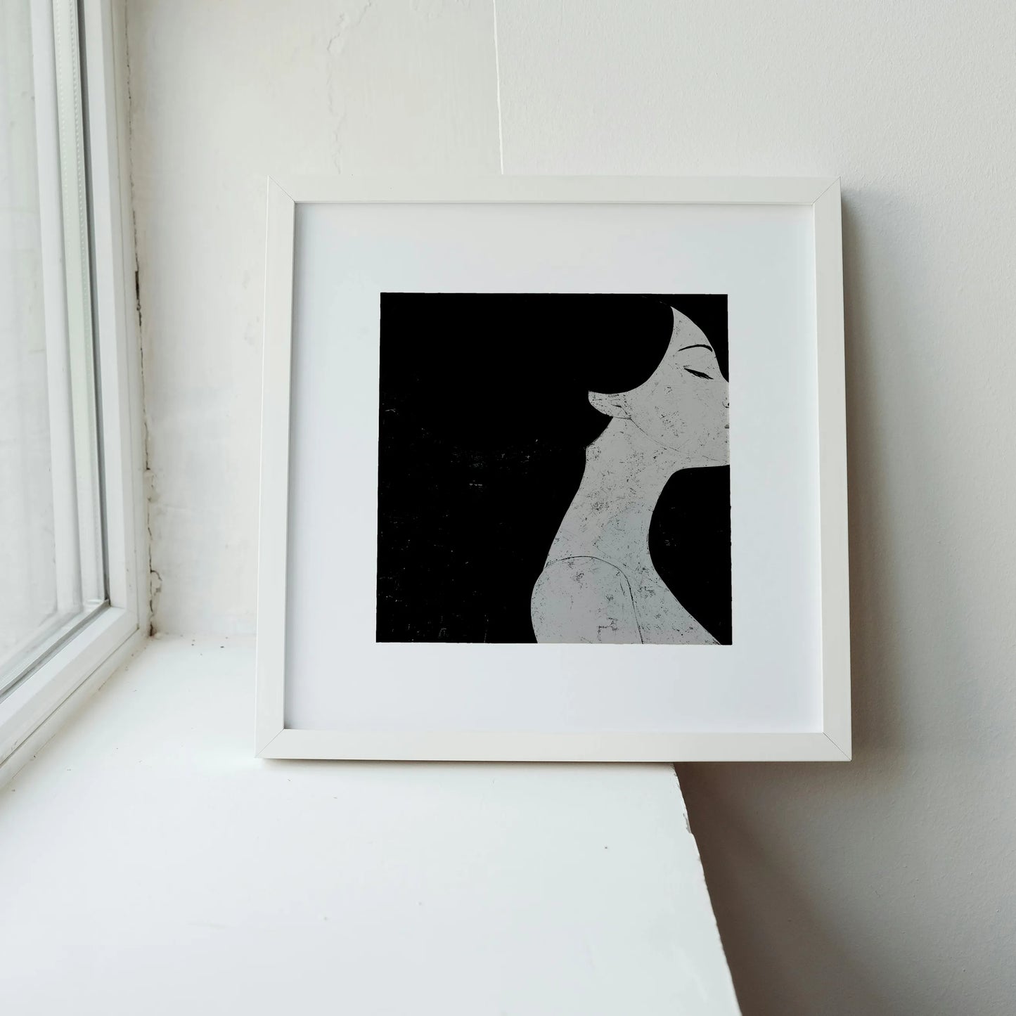 Minimal Boho Feminine I, Black & White Mid Century Modern, Boho Art Painting