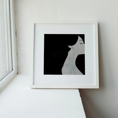 Minimal Boho Feminine I, Black & White Mid Century Modern, Boho Art Painting