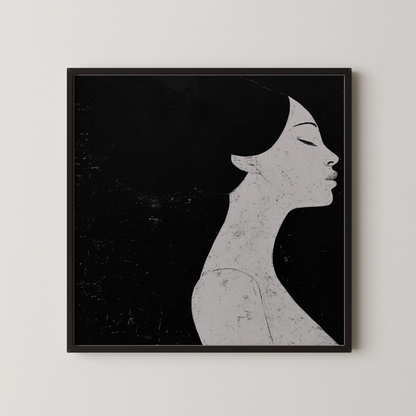 Minimal Boho Feminine I, Black & White Mid Century Modern, Boho Art Painting