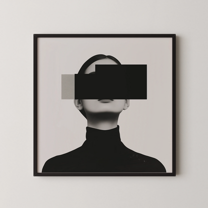 Minimal Feminine I, Black & White Mid Century Modern, Boho Art Painting
