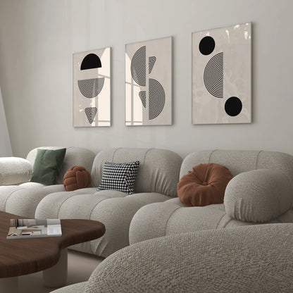 Minimal Pattern, Set of 3, Modern Abstarct Lines, Black & White
