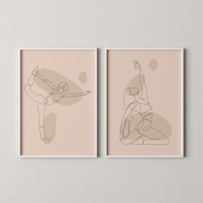 Modern Line Art, Set of 2, Mid Century Aesthetic Wall Art